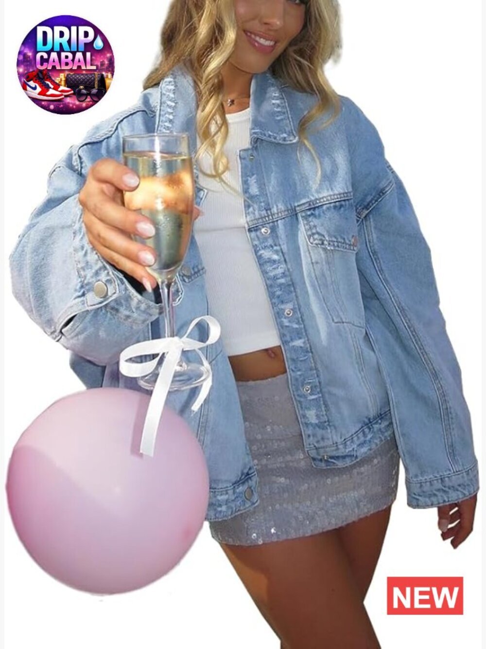 Distressed Light Wash Oversized Denim Jacket
